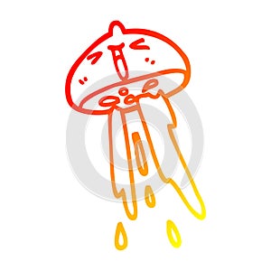 A creative warm gradient line drawing cartoon squirting lemon