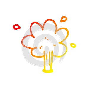 A creative warm gradient line drawing cartoon squirting water