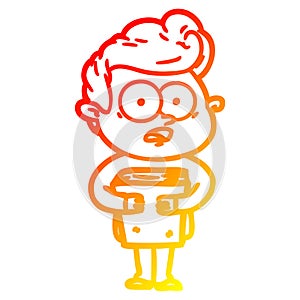 A creative warm gradient line drawing cartoon staring man