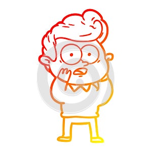 A creative warm gradient line drawing cartoon staring man