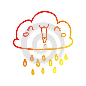 A creative warm gradient line drawing cartoon storm cloud