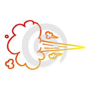A creative warm gradient line drawing cartoon whooshing cloud
