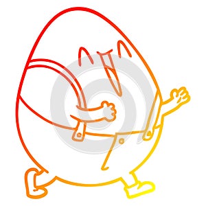 A creative warm gradient line drawing humpty dumpty cartoon egg man