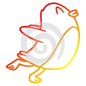 A creative warm gradient line drawing penguin jumping