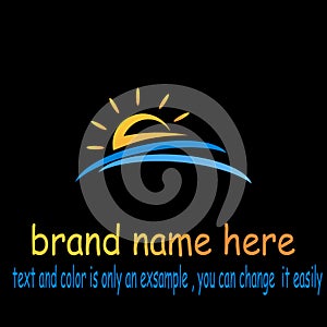Creative wave sun logo vector