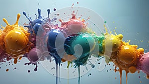 Creative Wave - Vibrant Paint Splatters, Artistic Explosion in a Magnificent Mix of Colors.