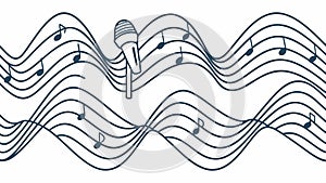 Creative Wavy Line Art with Musical Staff Notes Vector, vector design Generative AI