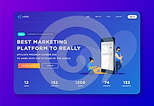 Creative website template landing page designs. Business apps, marketing, social media apps, time and project management.Social me