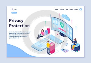 Creative website template of privacy protection concept