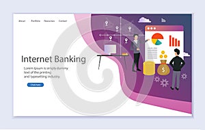 Creative website template of web page for internet banking