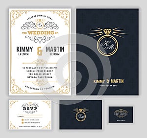 Creative wedding invitations with flourish and twirls design