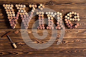 Creative Wine background with the word in corks