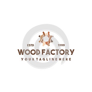 Creative wood factory logo design
