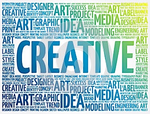 CREATIVE word cloud, creative business concept background