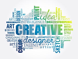 CREATIVE word cloud, creative business concept background