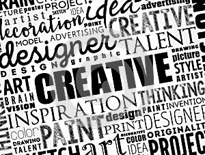 CREATIVE word cloud, creative business concept background