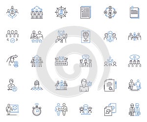 Creative workflow line icons collection. Ideation, Inspiration, Conceptualization, Brainstorming, Planning, Sketching