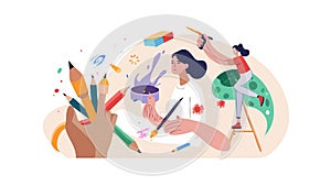 Creative Workshop Collaboration, Art Design Team Vector Generative AI