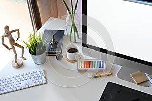 Creative workspace with office desk