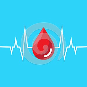 World Heart Day vector illustration on blue background. Blood