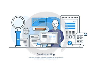 Creative writing, blogging, education, copywriting, content management concept