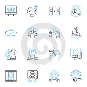 Creative writing linear icons set. Imagination, Inspiration, Prose, Expression, Style, Flow, Creativity line vector and
