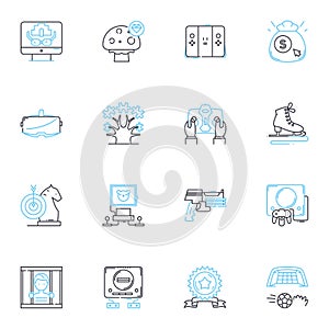 Creative writing linear icons set. Imagination, Inspiration, Prose, Expression, Style, Flow, Creativity line vector and photo