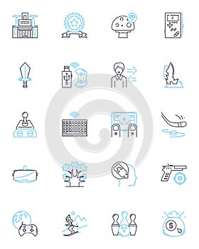 Creative writing linear icons set. Imagination, Inspiration, Prose, Expression, Style, Flow, Creativity line vector and photo