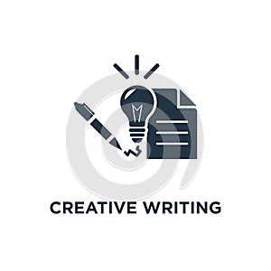 creative writing and storytelling icon. learning course concept symbol design, education assignment, brief summary, thin stroke