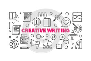 Creative writing vector horizontal linear illustration