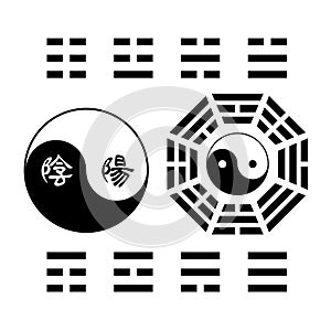 Creative Yin Yang symbol trigram sign