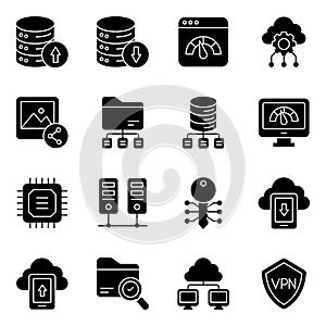 Pack of Dataserver and Technology Solid Icons