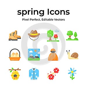 Creatively designed spring vectors, farming, gardening and agriculture icons set