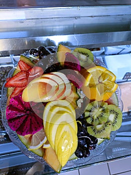 Creatively sliced fruits