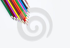 Creatives art drawing concept of colorful pencils on white background