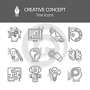 Creativie Concept Linear Monochrome Icons photo