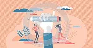 Creativity as writer imagination thinking implementation tiny person concept