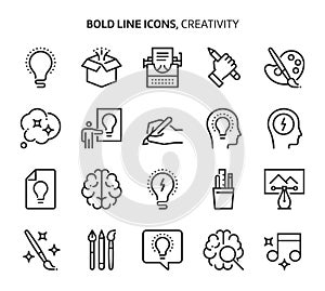 Creativity, bold line icons