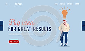 Creativity, Brainstorm and Imagination Website Landing Page. Businessman or Creative Employee Searching Solution