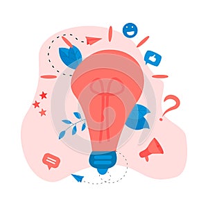 Creativity business idea concepts with big bulb. Vector illustration