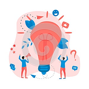 Creativity business idea concepts with big bulb. Vector illustration