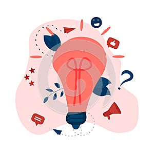 Creativity business idea concepts with big bulb. Vector illustration