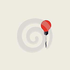 Creativity in business vector concept with businessman flying with lightbulb. Minimalist art style. Symbol of innovation