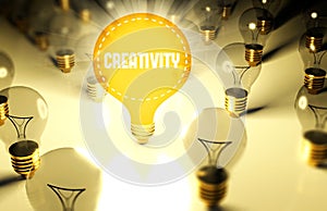 Creativity concept with light bulbs