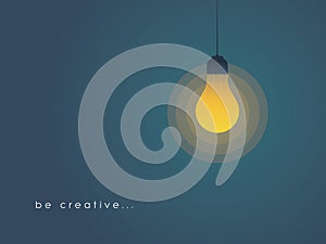 Creativity concept with lightbulb on. New, fresh, creative idea concept.