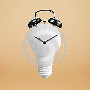 Creativity concepts with white lightbulb and clock.business