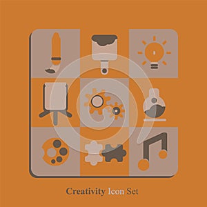 Creativity fade orange Icon Set