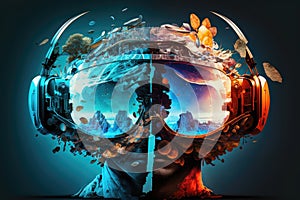 creativity and future vr headset double exposure machine