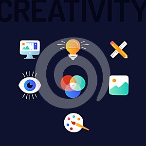 Creativity Graphic and web design line icons