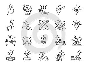 Creativity icon set. Included icons as Inspiration, idea, brain, innovation, imagination and more.